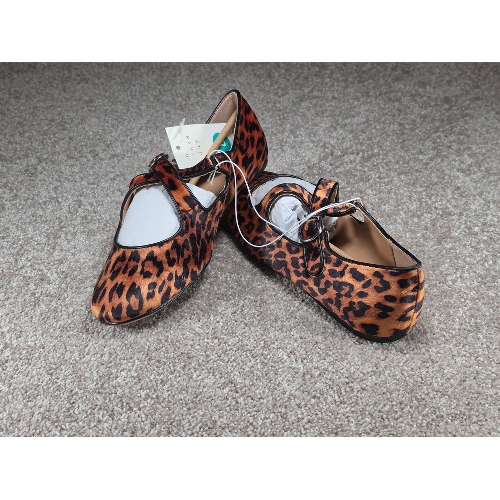 A New Day Tamsin Leopard Animal Print Mary Jane Ballet Flats Brown Black Women 8 - Picture 4 of 6